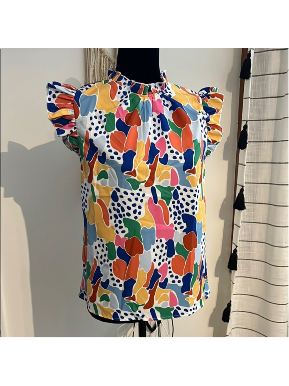 Colorful Abstract Print Women's Top Boho - Picture 3 of 3
